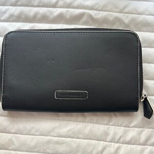 Vera Bradley Zip Around Continental Clutch Wallet black faux leather